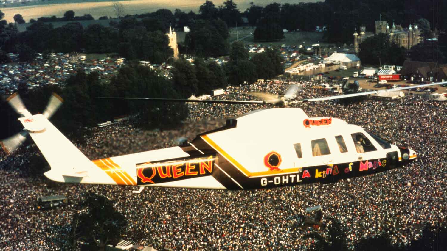 Knebworth 1990 — aerial view of the concert site